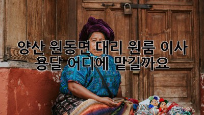 양산 원동면 대리 원룸 이사, 용달 어디에 맡길까요? 🤔